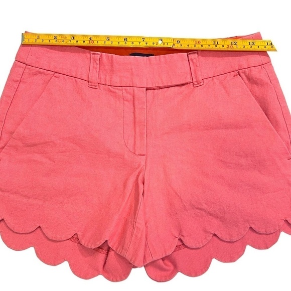J by J. Crew Factory Scalloped Hem Shorts Flat Front Coral Orange Women's Sz 00 - Picture 7 of 10